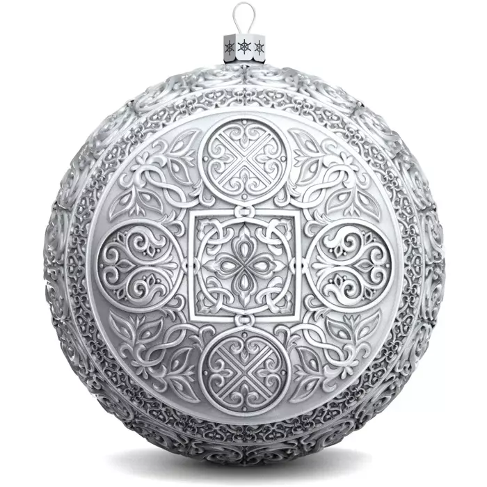 Set of 2 silver Christmas tree balls "Angel and Our Lady of Vladimir"